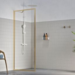 Sealskin Contour Walk-In ścianka prysznicowa 100 cm wolnostojąca złoty szczotkowany/szkło przezroczyste CDA30986495100