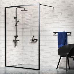 Sealskin Contour Walk-In ścianka prysznicowa 120 cm wolnostojąca czarny mat/szkło przezroczyste CDA31186195100
