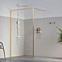 Sealskin Contour Walk-In ścianka prysznicowa 120 cm wolnostojąca złoty szczotkowany/szkło przezroczyste CDA31186495100