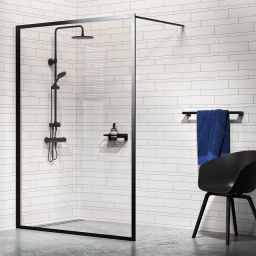 Sealskin Contour ścianka prysznicowa walk-in 140 cm czarny mat/szkło przezroczyste CDA31386195100