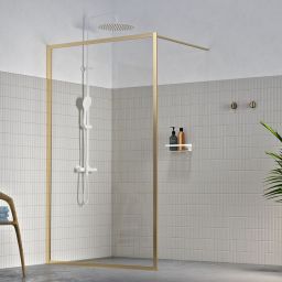 Sealskin Contour Walk-In ścianka prysznicowa 140 cm wolnostojąca złoty szczotkowany/szkło przezroczyste CDA31386495100