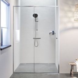 Sealskin Contour drzwi prysznicowe 140 cm wnękowe stal nierdzewna szczotkowana/szkło przezroczyste CD121406325100