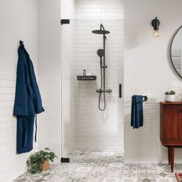 Sealskin Pure drzwi prysznicowe 90 cm uchylne czarny mat/szkło przezroczyste PU140906195100