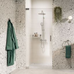 Sealskin Pure drzwi prysznicowe 90 cm uchylne grafitowy szczotkowany/szkło przezroczyste PU140906265100