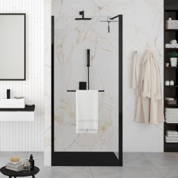 Sanplast Altus PI/ALTIIa Walk-In ścianka prysznicowa 140 cm czarny mat/szkło przezroczyste 600-121-2581-59-401