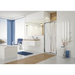 Sanplast TX drzwi prysznicowe z profilem 80 cm składane srebrny połysk/szkło ze wzorem 600-271-1210-38-231