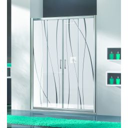 Sanplast TX drzwi prysznicowe z profilem 150 cm rozsuwane srebrny połysk/szkło ze wzorem 600-271-1250-38-231