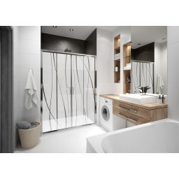 Sanplast TX drzwi prysznicowe z profilem 180 cm rozsuwane srebrny połysk/szkło ze wzorem 600-271-1280-38-231