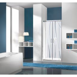 Sanplast TX drzwi prysznicowe z profilem 90 cm uchylne srebrny połysk/szkło ze wzorem 600-271-1930-38-231