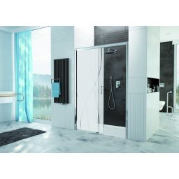 Sanplast Free Zone drzwi prysznicowe 100 cm rozsuwane lewe srebrny połysk/szkło ze wzorem 600-271-3110-38-231