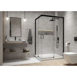 Sanplast Free Zone kabina prysznicowa 100x90 cm prostokątna czarny mat/szkło przezroczyste 600-271-3720-59-401