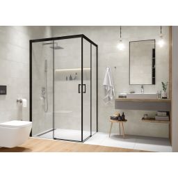 Sanplast Exa Line kabina prysznicowa 1/2KN-A/Exa Line-100 cm czarny matowy/szkło przezroczyste 600-540-0230-59-401