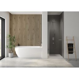 Sanplast Exa Line drzwi prysznicowe z profilem 80 cm uchylne srebrny połysk/szkło przezroczyste 600-540-0730-38-401