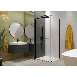 Sanplast Exa Line drzwi prysznicowe z profilem 80 cm uchylne czarny mat/szkło przezroczyste 600-540-0730-59-401