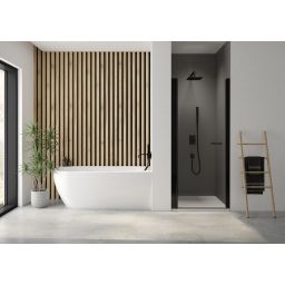 Sanplast Exa Line drzwi prysznicowe z profilem 90 cm uchylne czarny mat/szkło przezroczyste 600-540-0750-59-401
