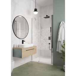 Sanplast Exa Line ścianka przedłużająca SS2/Exa Line-40 cm stała srebrny błyszczący/szkło ze wzorem 600-540-1220-38-151