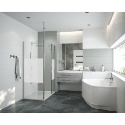 Sanplast Exa Line ścianka prysznicowa walk-in 80 cm srebrny połysk/szkło ze wzorem 600-540-1520-38-201