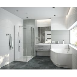 Sanplast Exa Line ścianka prysznicowa walk-in 90 cm srebrny połysk/szkło przezroczyste 600-540-1530-38-401