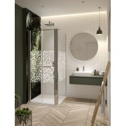 Sanplast Exa Line ścianka prysznicowa SS1/Exa-120 cm stała srebrny błyszczący/szkło ze wzorem 600-540-1970-38-151