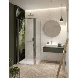 Sanplast Exa Line ścianka prysznicowa SS1/Exa-120cm stała srebrny błyszczący/szkło przezroczyste 600-540-1970-38-401