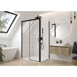 Sanplast Exa Line ścianka prysznicowa SS3/Exa Line-120 cm stała czarny mat/szkło przezroczyste 600-540-2070-59-401