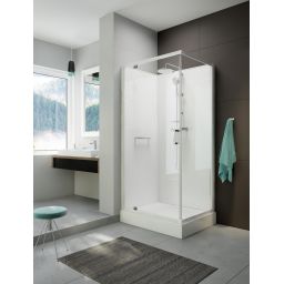 Sanplast Classic II Mineral kabina z brodzikiem i zestawem prysznicowym 90x90 cm kwadratowa biały połysk/szkło przezroczyste 602-011-0132-01-4B1