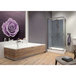 Sanplast Classic II Mineral kabina z brodzikiem i zestawem prysznicowym 80x120 cm prostokątna srebrny połysk/szkło przezroczyste 602-011-0242-38-4S1