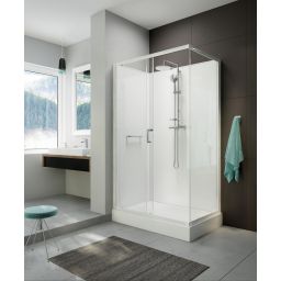 Sanplast Classic II Mineral kabina z brodzikiem i zestawem prysznicowym 120x80 cm prostokątna biały połysk/szkło przezroczyste 602-011-0292-01-4B1