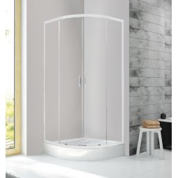 Sanplast Fris kabina z brodzikiem 90x90 cm półokrągła biały połysk/szkło przezroczyste 602-331-1260-01-400