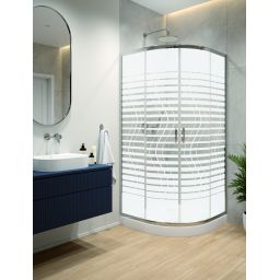 Sanplast Fris kabina z brodzikiem 80x80 cm półokrągła srebrny połysk/szkło ze wzorem 602-331-2250-38-180