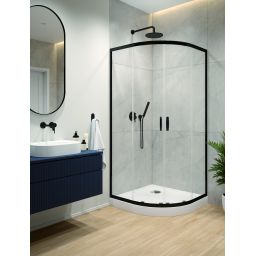 Sanplast Fris kabina z brodzikiem 80x80 cm półokrągła czarny mat/szkło przezroczyste 602-331-2250-59-400