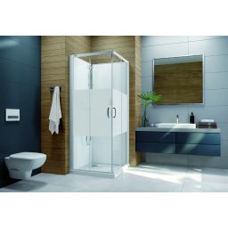 Sanplast Basic Complete Mineral KCKN/BASIC-M-S kabina z brodzikiem i zestawem prysznicowym 90x90 cm kwadratowa biały połysk/szkło ze wzorem 602-460-0031-01-2B0