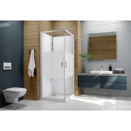 Sanplast Basic Complete Mineral kabina z brodzikiem i zestawem prysznicowym 80x120 cm prostokątna biały połysk/szkło ze wzorem 602-460-0121-01-2H0