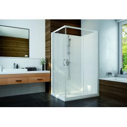 Sanplast Basic Complete Mineral kabina z brodzikiem i zestawem prysznicowym 100x80 cm prostokątna biały połysk/szkło przezroczyste 602-460-0121-01-4B0