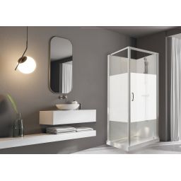 Sanplast Basic Complete Mineral kabina z brodzikiem i zestawem prysznicowym 70x70 cm kwadratowa biały połysk/szkło ze wzorem 602-460-0211-01-2B0