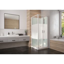 Sanplast Basic Complete Mineral kabina z brodzikiem i zestawem prysznicowym 70x70 cm kwadratowa biały połysk/szkło ze wzorem 602-460-0411-01-2B0