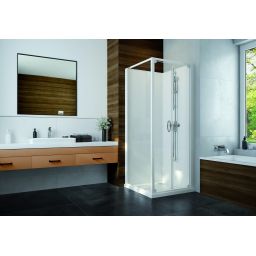 Sanplast Basic Complete Mineral kabina z brodzikiem i zestawem prysznicowym 80x80 cm kwadratowa biały połysk/szkło przezroczyste 602-460-0421-01-4B0