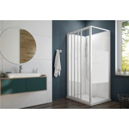 Sanplast Basic Complete Mineral kabina z brodzikiem i zestawem prysznicowym 80x120 cm prostokątna biały połysk/szkło ze wzorem 602-460-0841-01-2H0