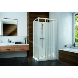 Sanplast Basic Complete Mineral kabina z brodzikiem i zestawem prysznicowym 120x80 cm prostokątna biały połysk/szkło przezroczyste 602-460-0841-01-4B0