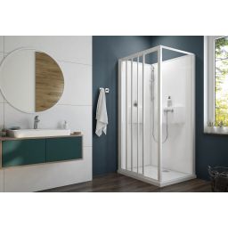 Sanplast Basic Complete Mineral kabina z brodzikiem i zestawem prysznicowym 80x120 cm prostokątna biały połysk/szkło przezroczyste 602-460-0841-01-4H0