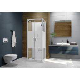 Sanplast Basic Complete Mineral kabina z brodzikiem i zestawem prysznicowym 70x70 cm kwadratowa biały połysk/szkło ze wzorem 602-460-2411-01-2H0