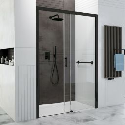 Sanplast Free Zone drzwi prysznicowe 150 cm rozsuwane czarny mat/szkło przezroczyste 600-271-3220-59-401