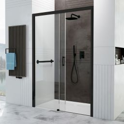 Sanplast Free Zone drzwi prysznicowe 150 cm rozsuwane czarny mat/szkło przezroczyste 600-271-3210-59-401