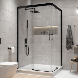 Sanplast Free Zone kabina prysznicowa 90x90 cm kwadratowa czarny mat/szkło przezroczyste 600-271-3510-59-401