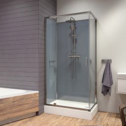 Sanplast Classic II Mineral kabina z brodzikiem i zestawem prysznicowym 90x90 cm kwadratowa srebrny połysk/szkło przezroczyste 602-011-0132-38-4S1