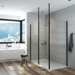 Sanplast Exa Line ścianka prysznicowa walk-in 120 cm czarny mat/szkło przezroczyste 600-540-1560-59-401