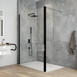 Sanplast Exa Line kabina prysznicowa walk-in 140x33,5 cm czarny mat/szkło przezroczyste 600-540-1250-59-401