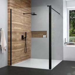 Sanplast Exa Line kabina prysznicowa walk-in 80x33,5 cm czarny mat/szkło przezroczyste 600-540-0970-59-401