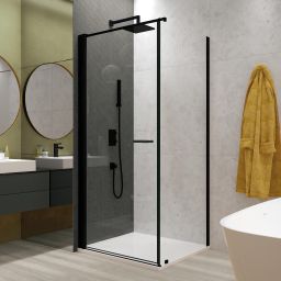 Sanplast Exa Line ścianka prysznicowa SS0/Exa-80 cm czarny mat/szkło przezroczyste 600-540-1130-59-401