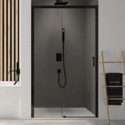 Sanplast Exa Line drzwi prysznicowe przesuwne D2/Exa Line-160-170 cm czarny mat/szkło przezroczyste 600-540-2570-59-401
